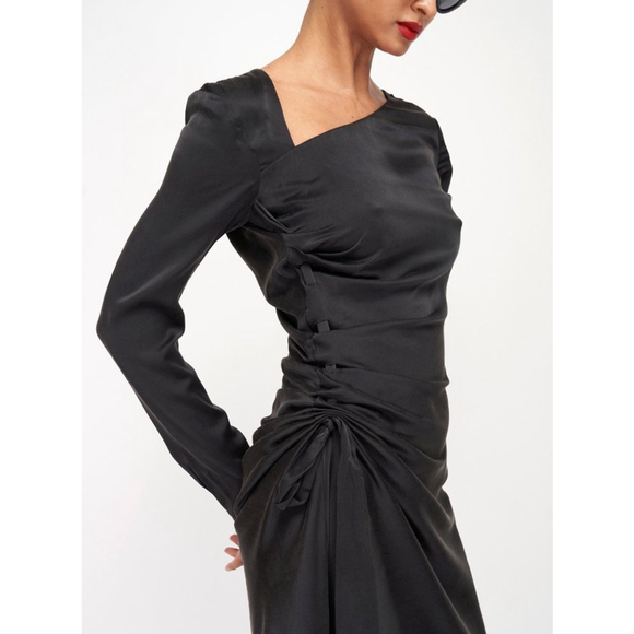 Women's Equipment Annalise Midi Asymmetry Silk Dress Size 10 NWT $550 - Picture 5 of 12